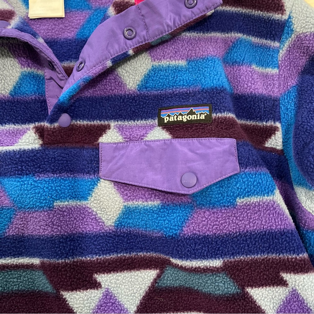 Patagonia Purple & Blue Geometric Fleece Pullover - Picture 10 of 15
